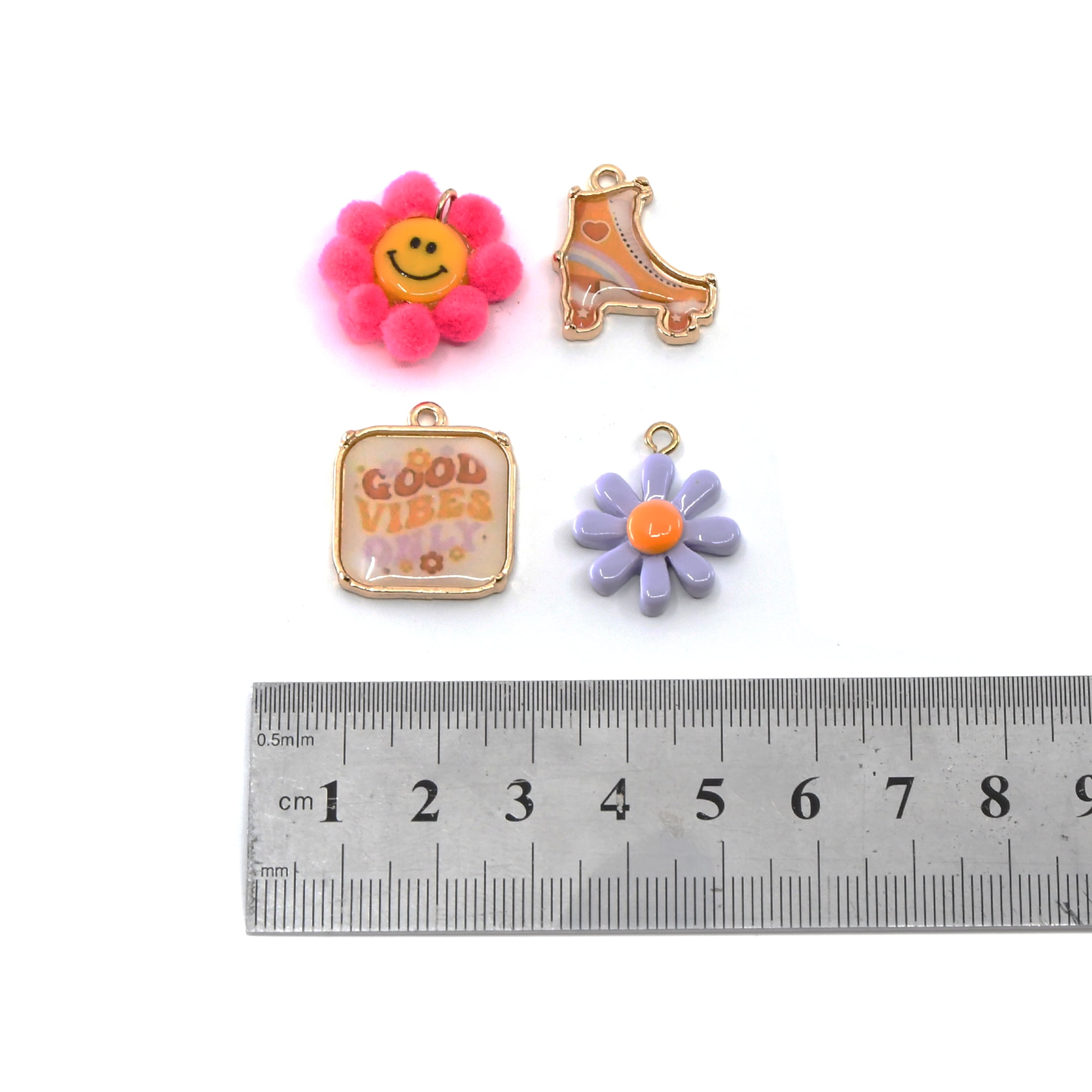 Blue Moon Beads Multi-Color Good Vibes Charms, Unisex, Teen to Adult, Set of 4 Pieces