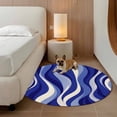 thumbnail image 2 of Blue Moire Round Area Rug 5Ft Washable Circle Rugs for Living Room Bedroom, Classic Modern Abstract Art Elegant Non-Slip Carpet Floor Mats Indoor Outdoor Carpet Runner Aesthetic Home Decor, 2 of 8