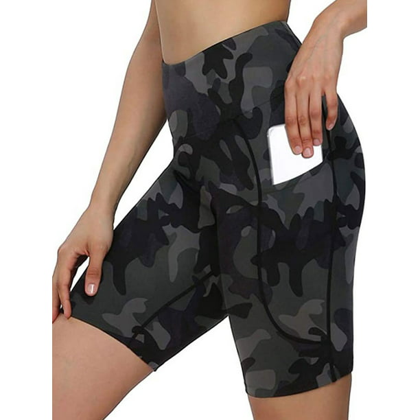 Lumento High Waisted Biker Shorts for Women Workout Yoga Running  Compression Shorts with Pockets Camo Gray M - Walmart.com