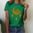 thumbnail image 2 of Penkiiy Happy Ramadan Tops Blouse for Women Women's Funny Printed Pattern Casual Fashion Soild Color Short Sleeve Tops Blouse XL Mint Green, 2 of 6