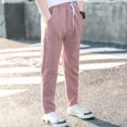 thumbnail image 4 of ZLBDYG Boys Cotton Linen Pants Summer Lightweight Athletic Running Joggers Pant Kids Teen Soft Elastic Waist Trousers Casual Clothes, 4 of 7