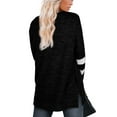 thumbnail image 3 of UVN Sweatshirts for Women Colorblock Striped Long Sleeve Shirts Tunic with Pockets Side Split Pullover Tops, 3 of 6