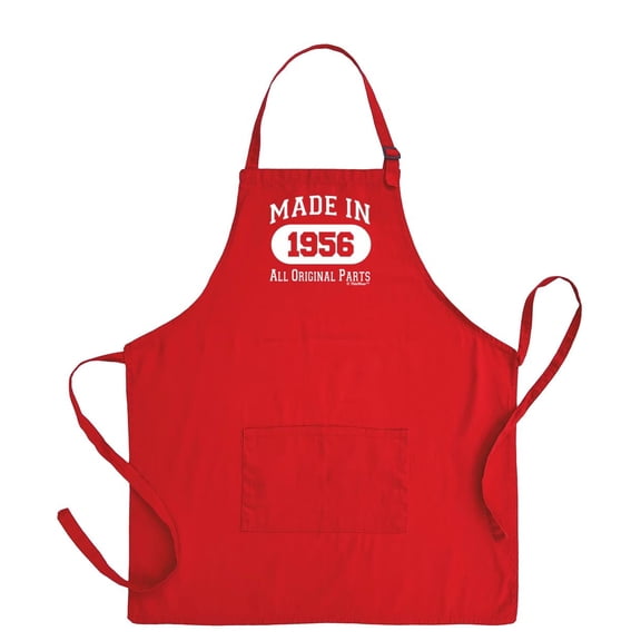 ThisWear 70th Birthday Gift Made In 1956 All Original Parts Two Pocket Apron Red WAPN-0310