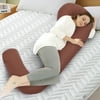 Jaxpety Coffee Pregnancy Pillow C Shape Maternity Body Pillow for Extra Comfort w/ Zippered Removable Cover