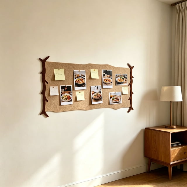 Branch Border Fabric Photo Board, Nature Inspired Polyester Note Board, Sturdy Push Pin Friendly Display Panel Easy Hanging Multipurpose Wall Ornament for Home Bedroom Office Bohemian Farmhouse Decor