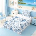 thumbnail image 3 of Manfei Blue Watercolor Seashell Fish Twin Sheet Sets for Kids Boys and Girls, Marine Plant Print Bedding 3pcs, 1 Flat Sheet, 1 Fitted Sheet and 1 Pillowcase, 3 of 6