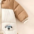 thumbnail image 7 of 6-12 Months Newborn Baby Winter Snowsuit Bear Ear Hooded Padded Romper Fleece Lined Color Block Zipper Jumpsuit Infant Cold Weather Outfit, 7 of 7