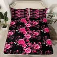 thumbnail image 2 of Manfei Fashion Pink Rose Queen Sheet Sets for Adult, Flower Floral Flat Sheet, Romantic Anniversary Queen Fitted Sheet, Lightweight Room Decor, 4 Pieces, 2 of 7