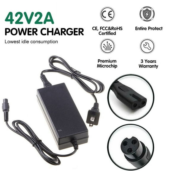 FZFLZDH 42V 2A Battery Charger, Lithium Power Adapter PowerFast 3-Prong Inline Connector for Pocket Mod, Sports Mod Lithium Battery