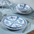 thumbnail image 5 of 12-Piece Melamine Dinnerware Set with Blue Floral Embossed Design,  & Lightweight for Indoor/Outdoor Use, 5 of 7