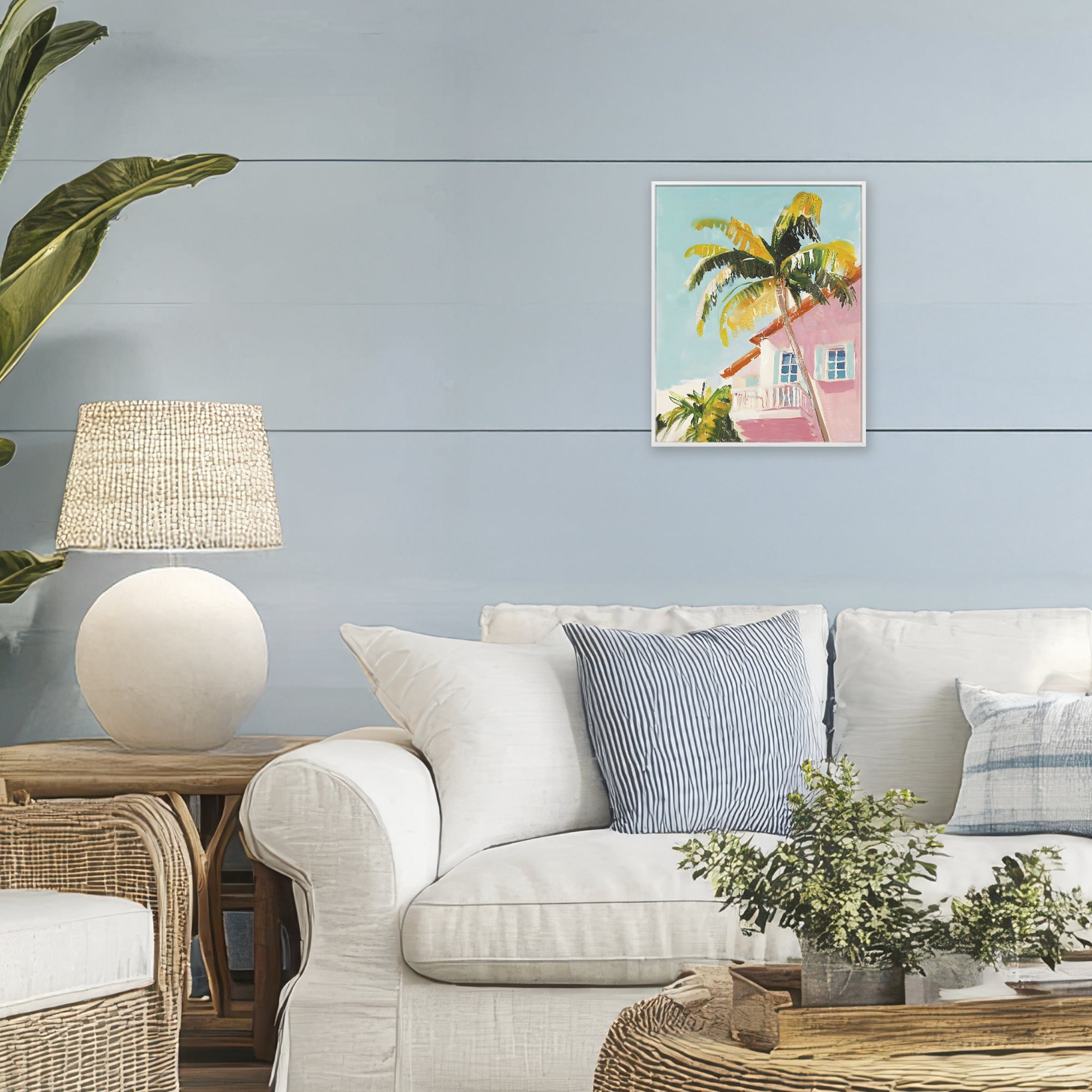 Stupell Industries Pink House Palm Tree White Framed Giclee Art, design by The Prints Vibe