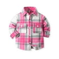 thumbnail image 3 of Elabch Toddler Kids Boys Girls Plaid Flannel Shirt Jacket Long Sleeve Lapel Button Down Pocketed Shirts Regular Fit Casual Fall Winter Coat, Sizes 2-8Y, 3 of 9