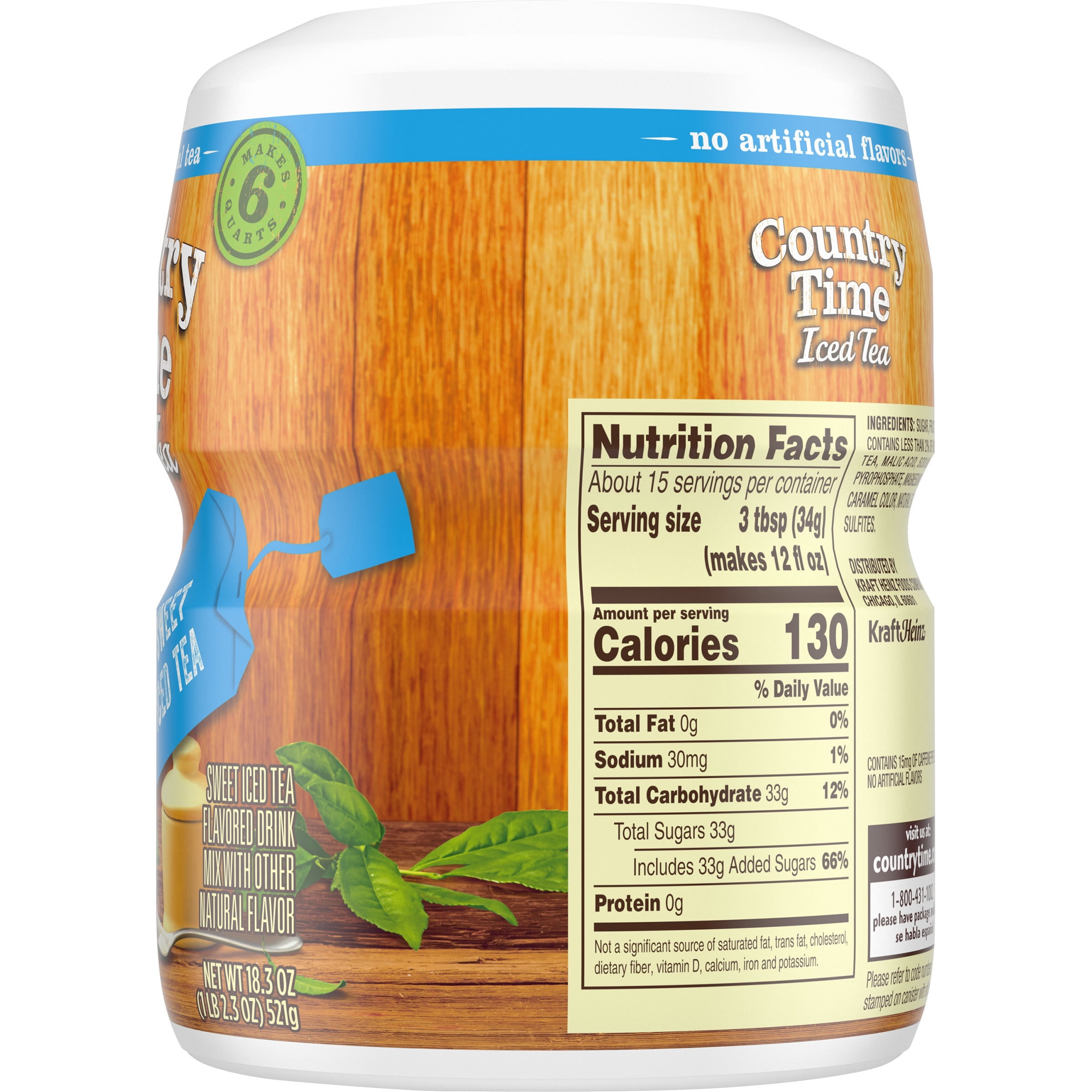 Country Time Sweet Tea Naturally Flavored Powdered Drink Mix, 18.3 oz Canister