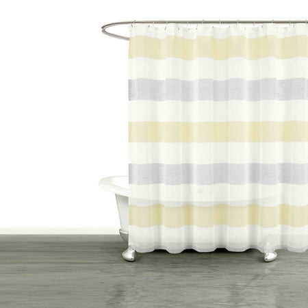 Bathroom And More Collection Sheer Fabric Shower Curtain White Yellow Gray Cabana Stripe Design 72 Long Com Shower Curtain 72, Yellow And White Shower Curtain