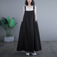 thumbnail image 6 of Joernso Women's Denim Overall Dress Loose Sleeveless Boho Jean Jumper Dress with Pockets Wide Hem Pinafore Dress with Adjustable Strap, 6 of 8