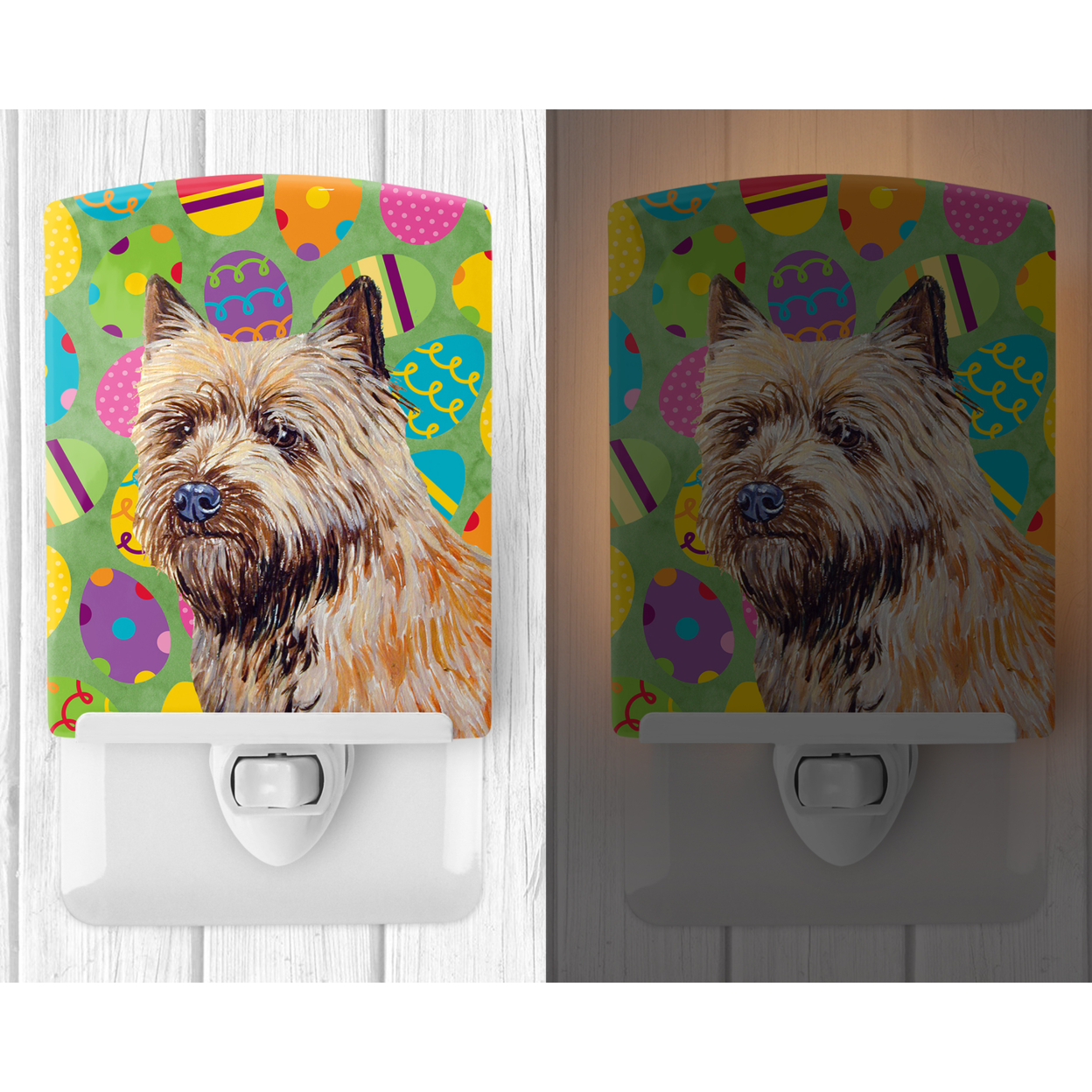 Caroline's Treasures LH9410CNL Cairn Terrier Easter Eggtravaganza Ceramic Night Light, 6x4x3", multicolor