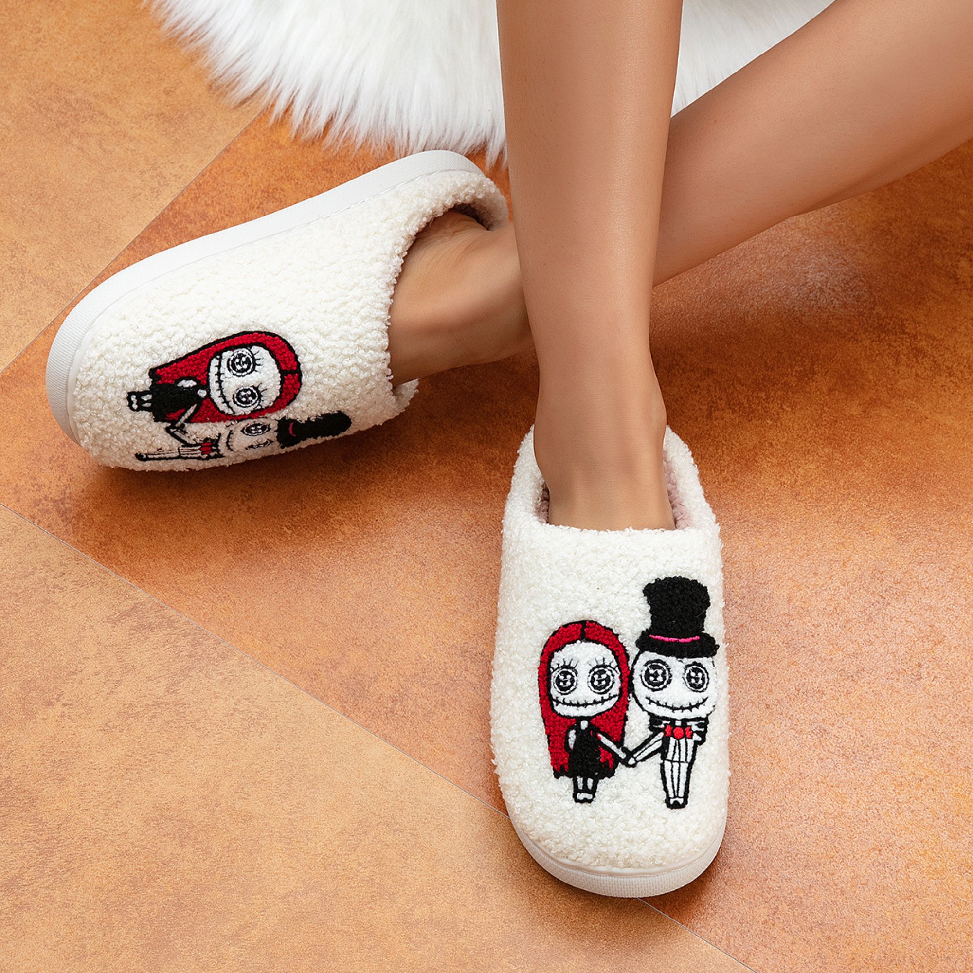 CHICVOMEY Halloween Slippers for Women & Men - Non-Slip Fuzzy Indoor Slides with Cute Design | Plush Comfy House Shoes