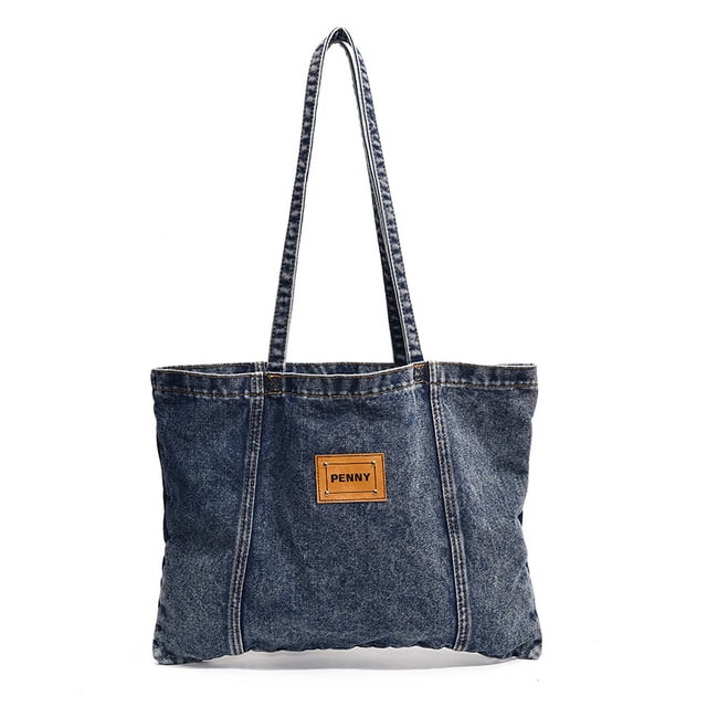 Hobo Bag Tote Mujer Denim Gran Capacidad Sólido para Viajes Compras