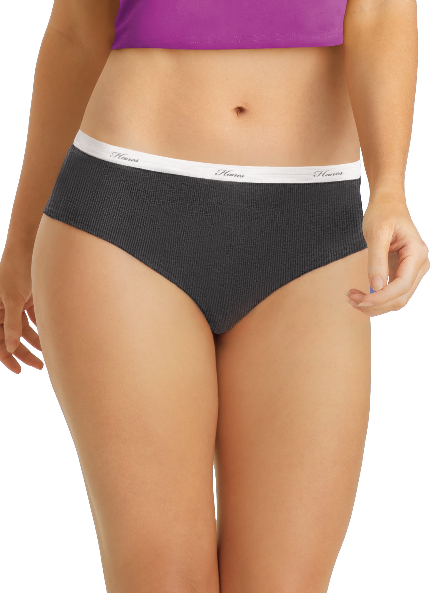 Hanes Women's Ribbed Cotton Hipster Underwear, 6-Pack - Walmart.com