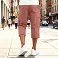 thumbnail image 6 of Resicozy Cargo Capri Pants for Men Casual Elastic Waist Work Shorts Relaxed Fit Hiking Tactical Capris with Multi Pockets Watermelon Red M, 6 of 8