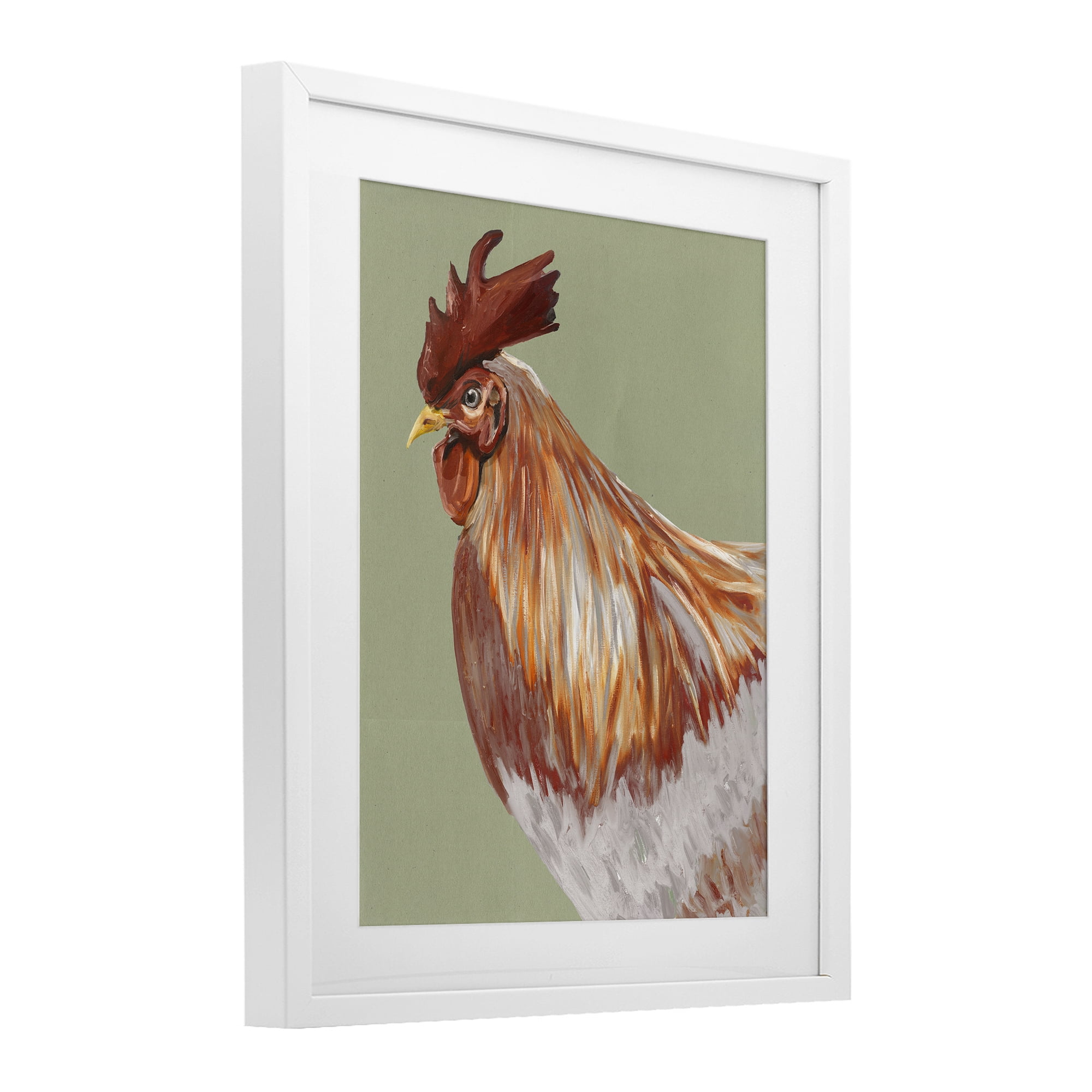 Stupell Industries Gallant Rooster Portrait White Framed Print Under Glass, design by Andy Beauchamp