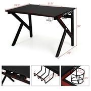 Topbuy K-Shape Gaming Desk Computer PC E-Sports Table w/ Cup Holder Hook Black