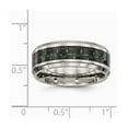 thumbnail image 2 of 8mm Stainless Steel Polished Black Green Carbon Fiber Inlay Ring - Size 8, 2 of 2