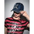 thumbnail image 4 of Chapeau d'Été pour Femmes en Denim Perlé avec Strass, Multicolore, 4 of 6