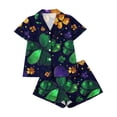 thumbnail image 4 of Fewfanhot Women's St. Patrick's Day Pajama Set, Printed Short Sleeve Button Down Top & Shorts, Soft Milk Silk Sleepwear, 4 of 6