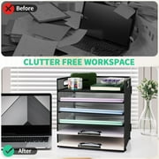 PHANCIR 6-Tier Desk Organizer Paper Storage Box ,Stationery Tray with Handle Mesh Stationery Tray Desktop File Classifier, Suitable for Office, Home