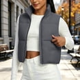 thumbnail image 6 of Smupbvky Cropped Vest for Women Zip Up Sleeveless Quilted Jacket Lightweight Mock Neck Winter Outerwear for Layering (S, Gray), 6 of 7