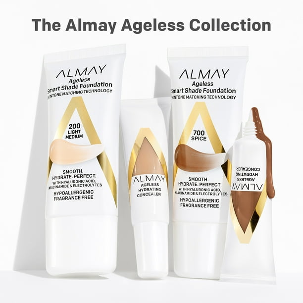  Almay Anti-Aging Foundation by Almay, Smart Shade Face Makeup con ácido hialurónico, niacinamida, vitamina C