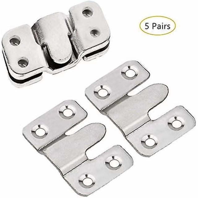 Picture Frame Hook, Furniture Connector Flush Mount Bracket, Wall Mount Strong Metal Picture Hanger for Attaching Picture, Picture or Mirror (5 Pairs)