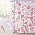 thumbnail image 2 of Valentine''s Day Shower Curtain, Sweet Pink Heart Shower Curtain Set for Bathroom Waterproof Fabric Romantic Shower Curtain with Hooks, 72x72 Inch, 2 of 5