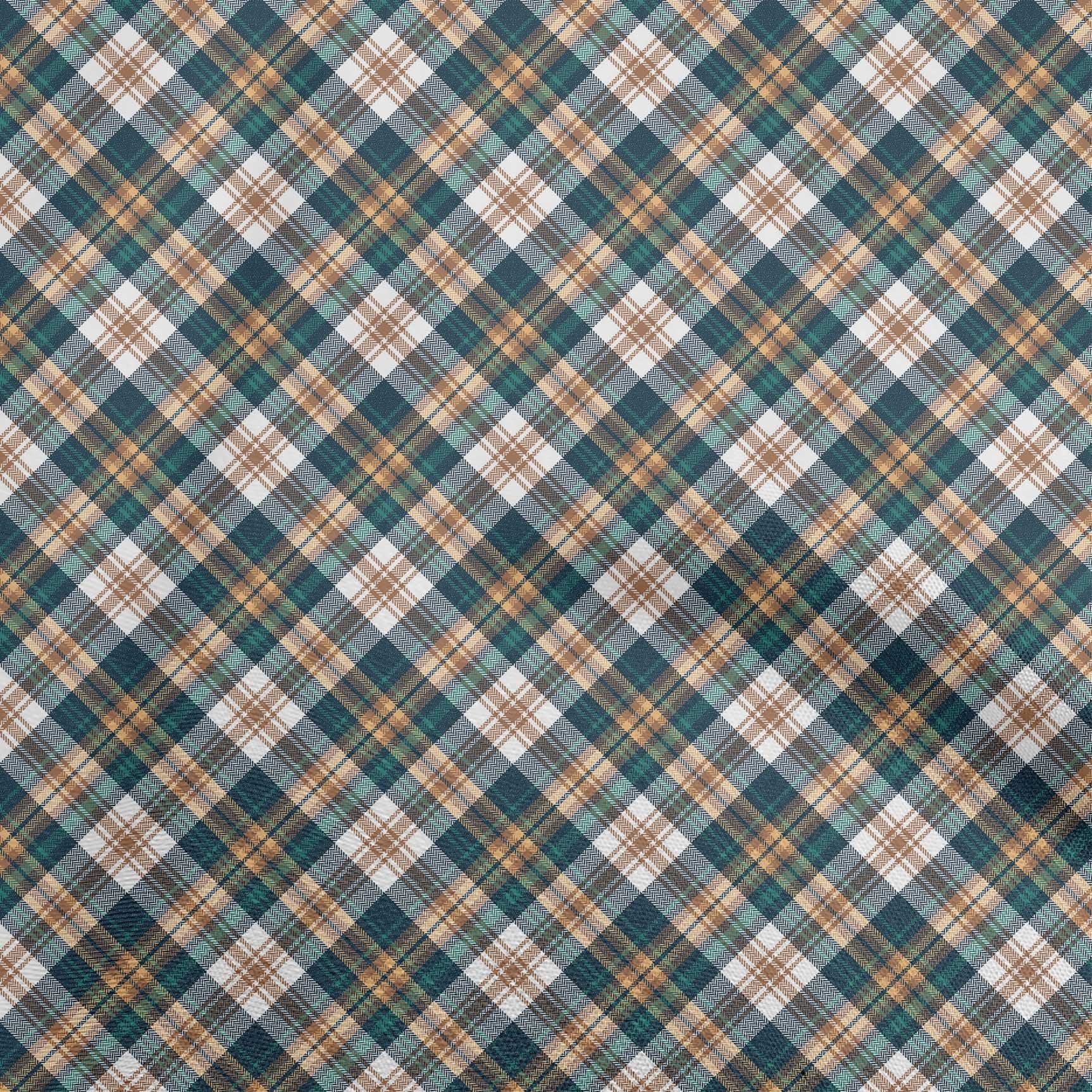 oneOone Velvet Blue Fabric Check Fabric For Sewing Printed Craft Fabric By The Yard 58 Inch Wide