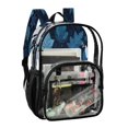 thumbnail image 2 of PVC Transparent Backpacks Clear Backpack for Travel and Outings Blue Leaves and Snowflakes, 2 of 7