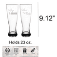 thumbnail image 3 of C&M Personal Gifts 23 oz Father of the Groom and Bride Etched Pilsner Beer Glasses set of 2 - Gift for Dads for Weddings Engagements, 3 of 5