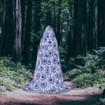thumbnail image 5 of Honeii Blue And White Flowers Print Poncho Cape, Cloak Coat, Snuggly Hooded Wearable Blanket, Hooded Cape For Teenagers,Halloween Costumes-Large, 5 of 7