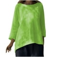 thumbnail image 4 of Olyvenn Womens Oversized 3/4 Sleeve Tshirt, Plus Size Tops Loose Fit Basic Crew Neck Tee Trendy Summer Business Casual Tops Green XXXL, 4 of 9