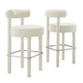 thumbnail image 2 of Modway Toulouse Boucle Fabric Bar Stool - Set of 2 in Ivory Silver, 2 of 10