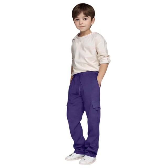 Icvfdpl Boy Pants Casual Sports Drawstring Ourwear Sweatpants 11-12 Years