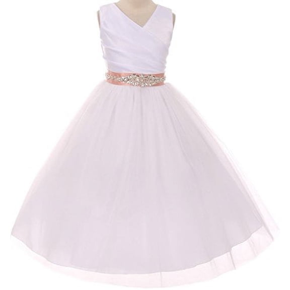 Flower Girl Dress Communion Bridesmaid Mix & Match for Little Girl White Blush 8 276CB