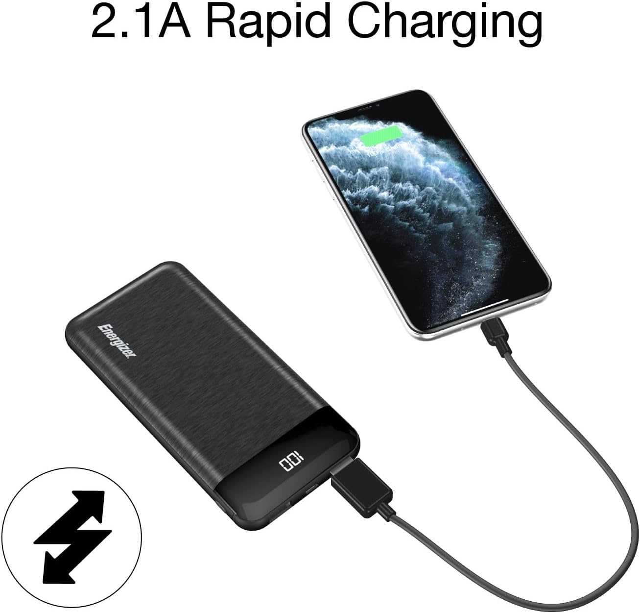 Energizer Power Bank - 10000mAh High Capacity Lithium Polymer Portable Charger,  Fast Charging, Dual USB Outputs, TSA Approved, Compatible iPhone, Android, Tablets and More_UE10058