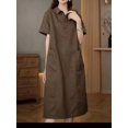 thumbnail image 1 of Robe Chemise en Coton - Robe de Soirée à Manches Courtes, 1 of 6