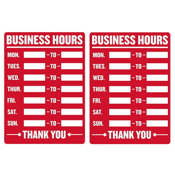2Pc Open Closed Business Hours Sign Mon Sun Times Store Office Cling Window 9x12