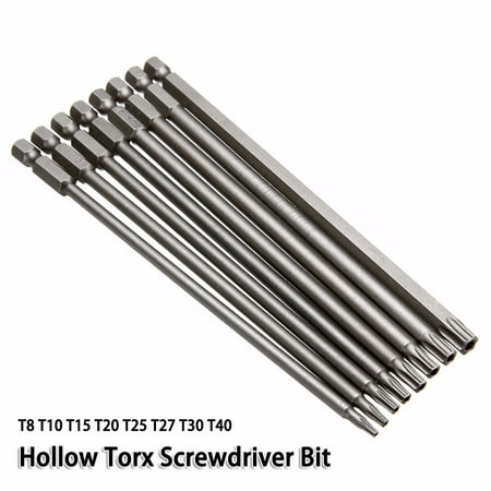 

7.78In Hollow Torx Screwdriver Bit Hex Shank T8-T40 Tool For Exact Screw Unscrew