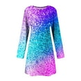 thumbnail image 4 of Amzcrzy Robes d'Été pour Femmes Décontractées Plage Boho Robe Manches Longues Col Rond Robe de Plage Ample Courte Robes à Sequins Mini Robe d'Été, 4 of 5