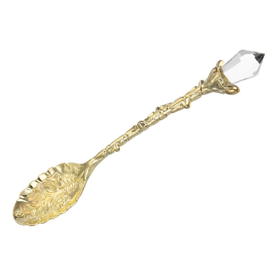 Uxcell Stainless Steel Flower Pattern Mini Dessert Coffee Tea Spoon Gold Tone