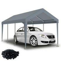 12 x 20FT Carport Replacement Canopy Cover with 76 Elastic Buckles, Waterproof & UV Protected Tarp Suit for Garage Shelter, Frame is Not Included, Gray