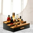 thumbnail image 3 of Shoreew 3 Tiers Wooden Perfume Display Stand with Storage Drawer Large Capacity Desktop Perfume Organizer Storage Box, 3 of 6